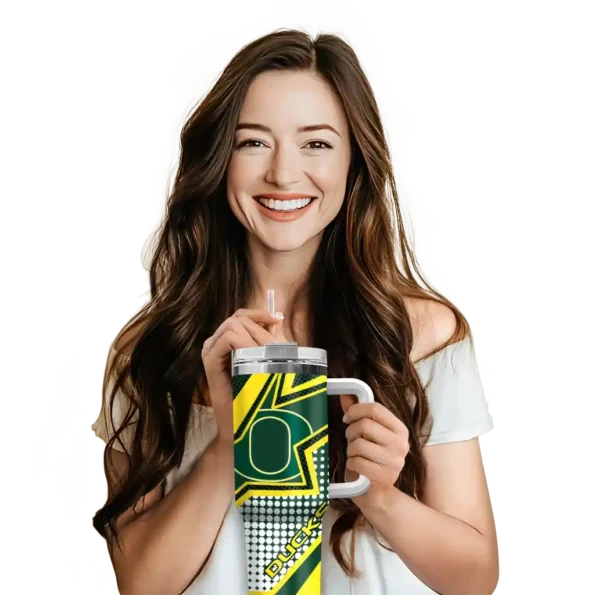 custom oregon ducks arrow burst green curved tumbler premium grade.webp