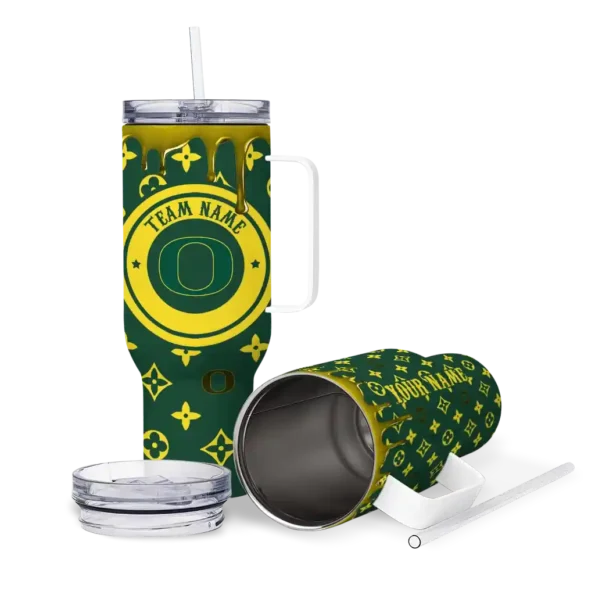 custom oregon ducks bullseye drips green curved tumbler high quality.webp