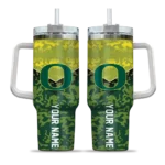 custom oregon ducks chevron stripe green curved tumbler best selling.webp
