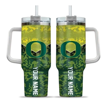 custom oregon ducks chevron stripe green curved tumbler best selling.webp