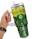 custom oregon ducks chevron stripe green curved tumbler best selling.webp