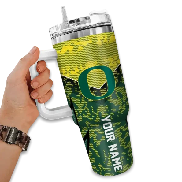 custom oregon ducks chevron stripe green curved tumbler fashion forward.webp