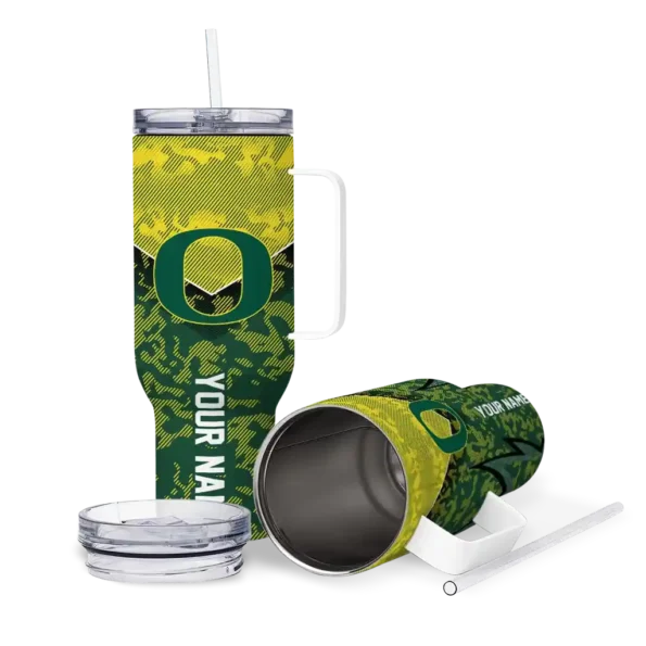 custom oregon ducks chevron stripe green curved tumbler high quality.webp