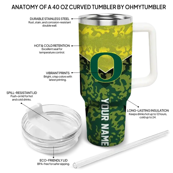 custom oregon ducks chevron stripe green curved tumbler new arrival.webp