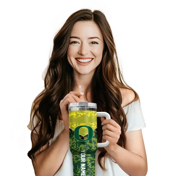 custom oregon ducks chevron stripe green curved tumbler premium grade.webp