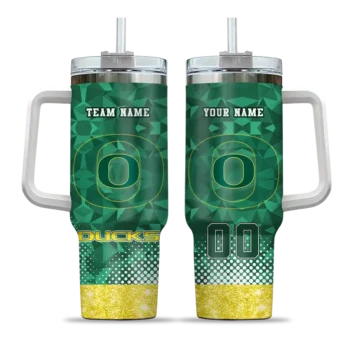 custom oregon ducks geometric prism green curved tumbler best selling.webp