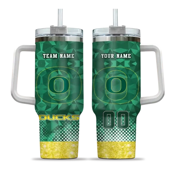 custom oregon ducks geometric prism green curved tumbler best selling.webp