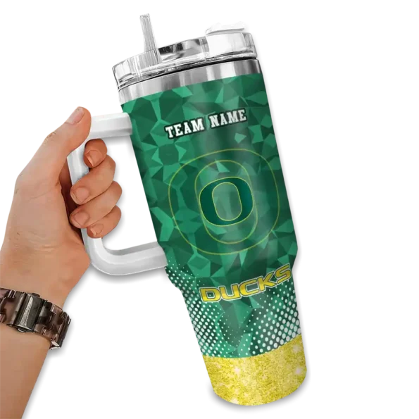 custom oregon ducks geometric prism green curved tumbler fashion forward.webp