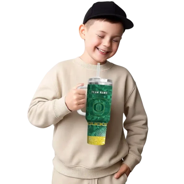 custom oregon ducks geometric prism green curved tumbler latest model.webp