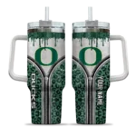 custom oregon ducks leopard zipper green curved tumbler best selling.webp