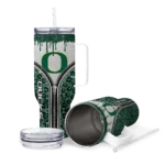 custom oregon ducks leopard zipper green curved tumbler best selling.webp