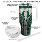 custom oregon ducks leopard zipper green curved tumbler best selling.webp