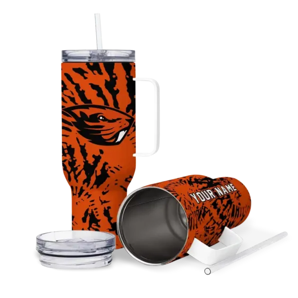 custom oregon state beavers burst swirl orange curved tumbler high quality.webp