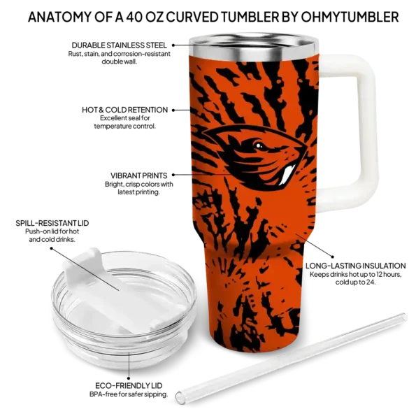 custom oregon state beavers burst swirl orange curved tumbler new arrival.webp