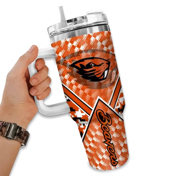 custom oregon state beavers chevron angle orange curved tumbler fashion forward.webp