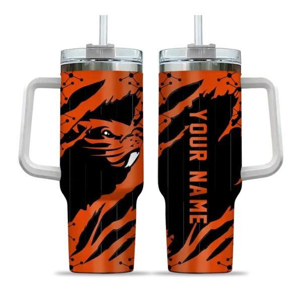 custom oregon state beavers claw cut orange black curved tumbler best selling.webp