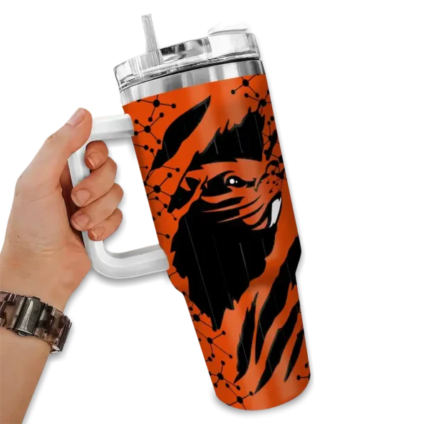 custom oregon state beavers claw cut orange black curved tumbler fashion forward.webp