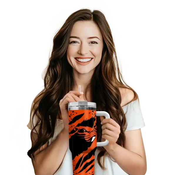 custom oregon state beavers claw cut orange black curved tumbler premium grade.webp