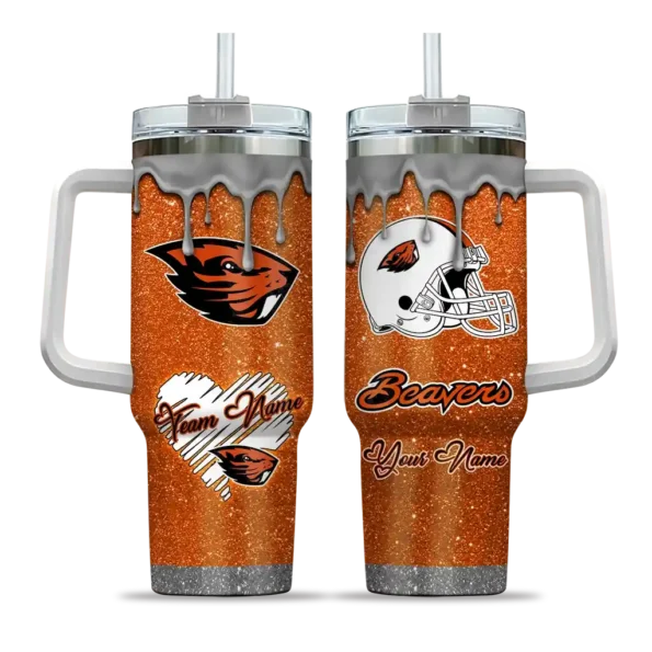 custom oregon state beavers heart helmet motif orange curved tumbler best selling.webp