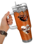 custom oregon state beavers heart helmet motif orange curved tumbler best selling.webp