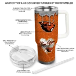 custom oregon state beavers heart helmet motif orange curved tumbler best selling.webp