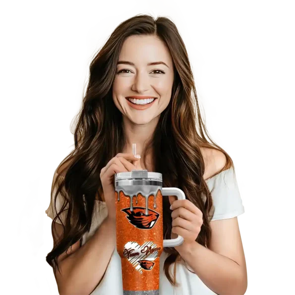 custom oregon state beavers heart helmet motif orange curved tumbler premium grade.webp