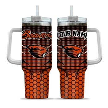 custom oregon state beavers hex texture orange curved tumbler best selling.webp