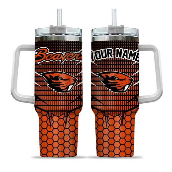 custom oregon state beavers hex texture orange curved tumbler best selling.webp