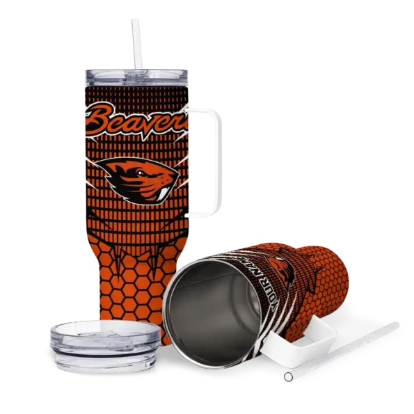 custom oregon state beavers hex texture orange curved tumbler high quality.webp