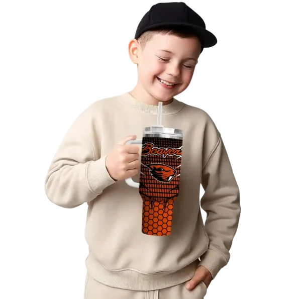 custom oregon state beavers hex texture orange curved tumbler latest model.webp