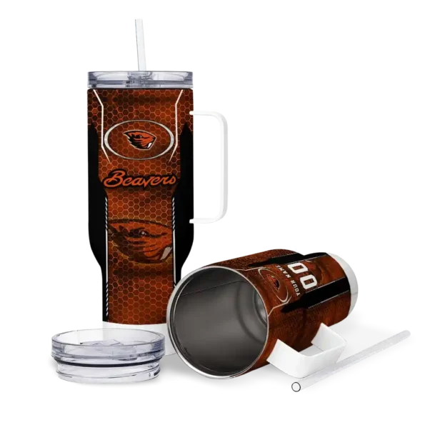 custom oregon state beavers hexagon armor orange curved tumbler high quality.webp