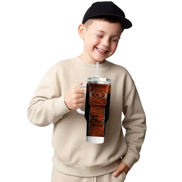 custom oregon state beavers hexagon armor orange curved tumbler latest model.webp