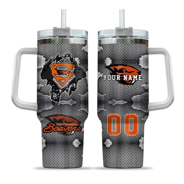 custom oregon state beavers superman shield orange gray curved tumbler best selling.webp