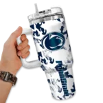 custom penn state nittany lions camo mashup blue white curved tumbler best selling.webp