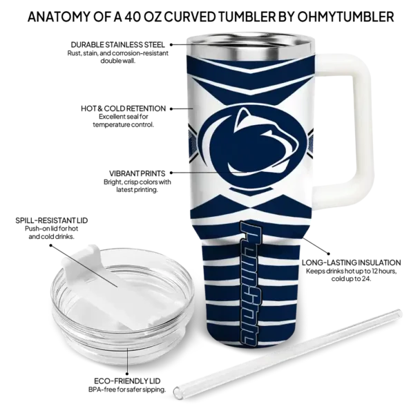 custom penn state nittany lions chevron layers blue curved tumbler new arrival.webp