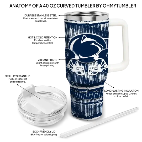 custom penn state nittany lions honey streaks blue curved tumbler new arrival.webp