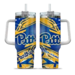 custom pittsburgh panthers abstract paths royal blue curved tumbler best selling.webp