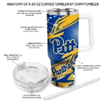custom pittsburgh panthers abstract paths royal blue curved tumbler best selling.webp