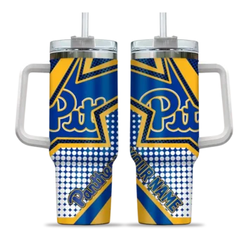 custom pittsburgh panthers arrow burst royal blue curved tumbler best selling.webp