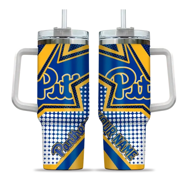 custom pittsburgh panthers arrow burst royal blue curved tumbler best selling.webp