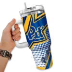 custom pittsburgh panthers arrow burst royal blue curved tumbler best selling.webp