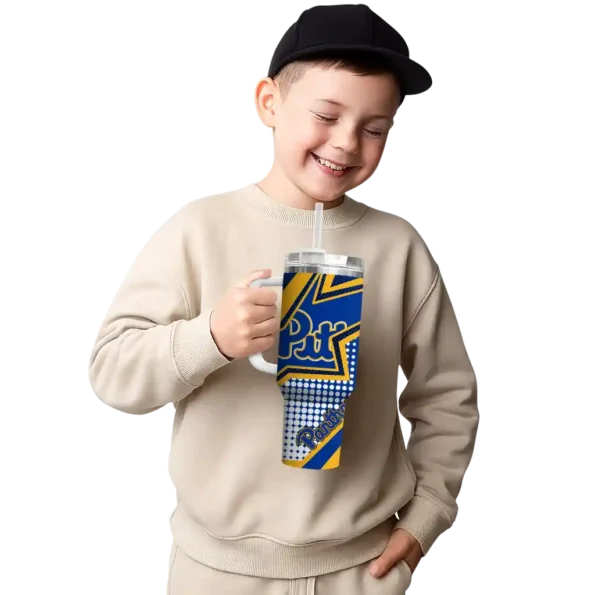 custom pittsburgh panthers arrow burst royal blue curved tumbler latest model.webp