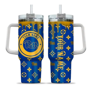 custom pittsburgh panthers bullseye drips royal blue curved tumbler best selling.webp