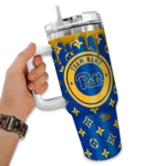 custom pittsburgh panthers bullseye drips royal blue curved tumbler best selling.webp