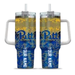 custom pittsburgh panthers chevron stripe royal blue curved tumbler best selling.webp