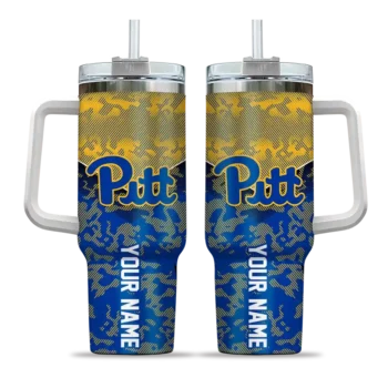 custom pittsburgh panthers chevron stripe royal blue curved tumbler best selling.webp