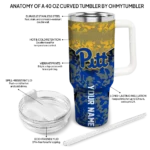 custom pittsburgh panthers chevron stripe royal blue curved tumbler best selling.webp
