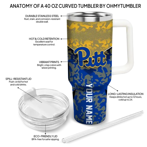 custom pittsburgh panthers chevron stripe royal blue curved tumbler new arrival.webp