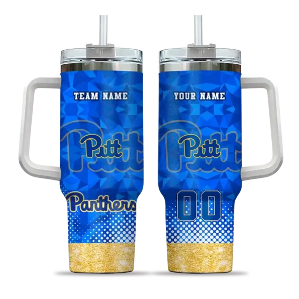 custom pittsburgh panthers geometric prism royal blue curved tumbler best selling.webp