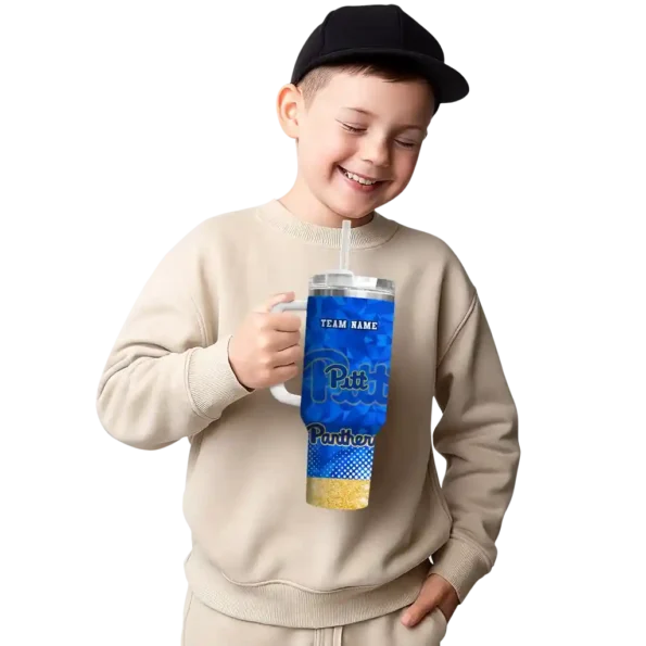 custom pittsburgh panthers geometric prism royal blue curved tumbler latest model.webp